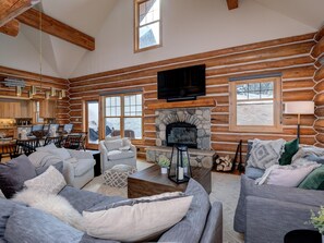 TV, fireplace, foosball - Ski-in, Ski-out 4 Bedroom Cabin with Private Hot Tub (Big Sky)