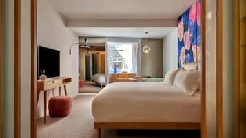 Premium bedding, free minibar items, in-room safe