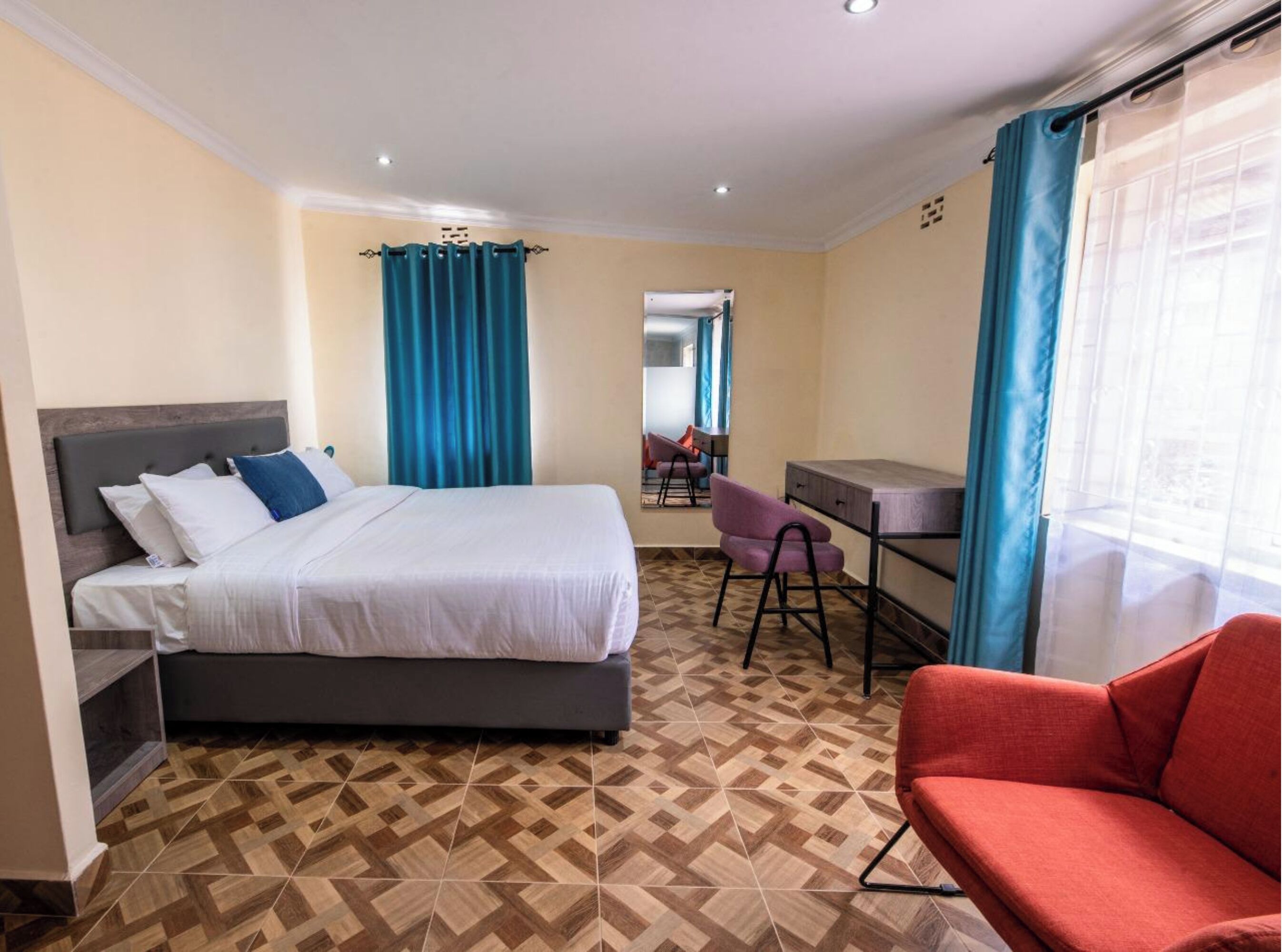 Individually decorated, individually furnished, blackout drapes