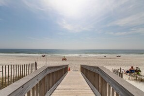 On the beach, white sand