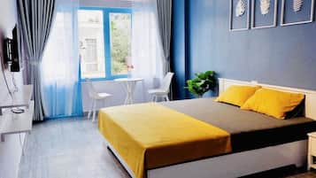 Hypo-allergenic bedding, individually furnished, desk, laptop workspace