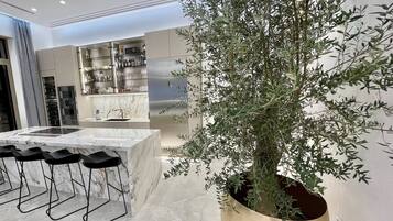 Apartamento, 2 quartos, lareira, vista para a cidade | Opções para refeição