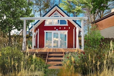 Scandinavian holiday home right by the lake