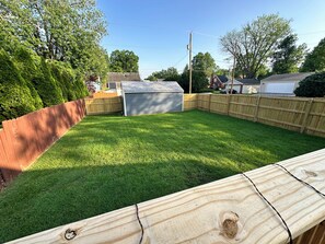 Enjoy a serene outdoor space with a well-maintained lawn and a yard.