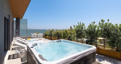Rhodes Skyline Suite With out Door Jacuzzi Sea View