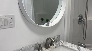 Hair dryer, towels, toilet paper