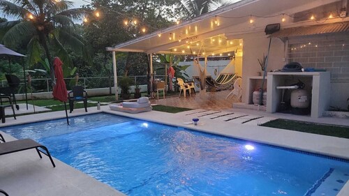 Oasis with pool near panama canal