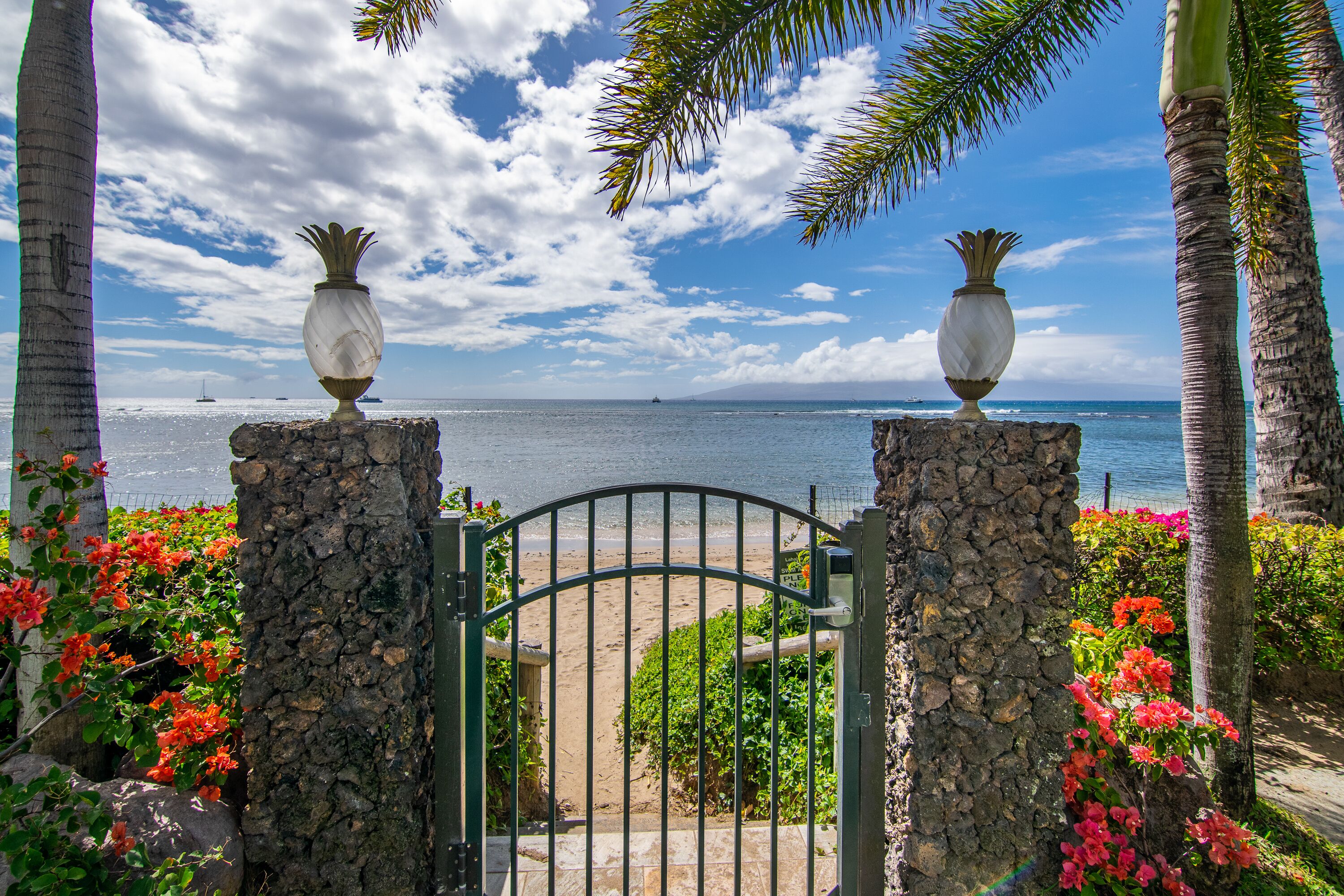On the beach, sun loungers, beach towels