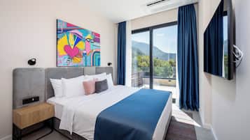 Matelas mémoire de forme, minibar, bureau, rideaux occultants