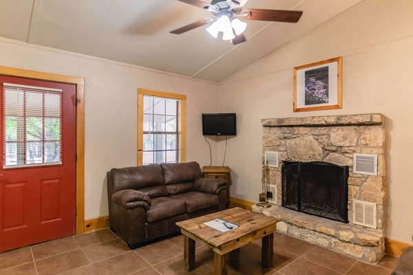 TV, fireplace