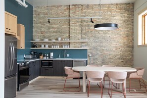 Fridge, microwave, oven, dishwasher