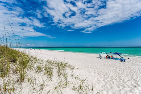 On the beach, fishing