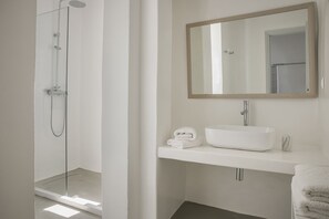 Regadera, secadora de cabello, toallas, jabón 