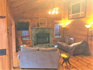 TV, fireplace, DVD player