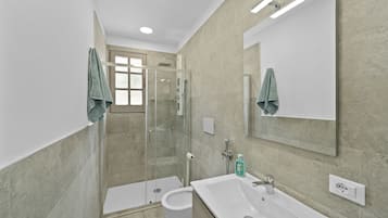 Regadera, secadora de cabello, toallas