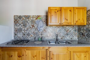 Geladeira, micro-ondas, cooktop, talheres/pratos/utensílios de cozinha