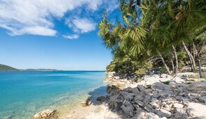 Private beach, white sand, snorkelling
