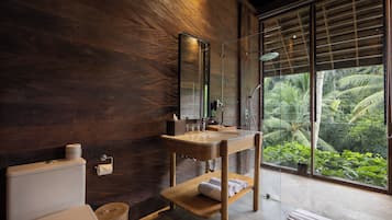 Three Bedroom Signature Pool Villa | Bathroom | Separate bathtub and shower, rainfall showerhead, free toiletries