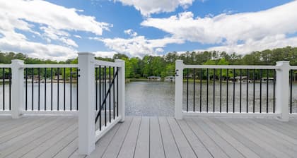Spacious 6BR Lakefront Home: Pet-Friendly, Dock, Firepit, Ping-Pong