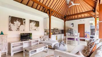 Smart TV, books, stereo