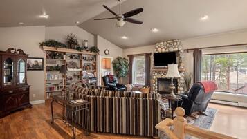 TV, fireplace, offices