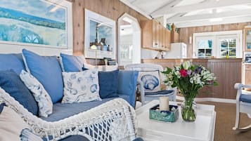 Smart TV, fireplace, DVD player, books