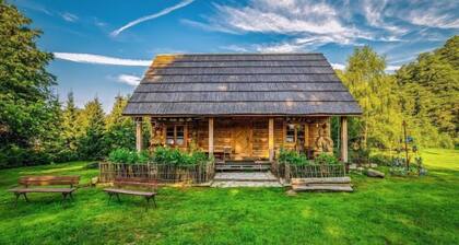 Countryside cottage in Bełczna with roofed terrace