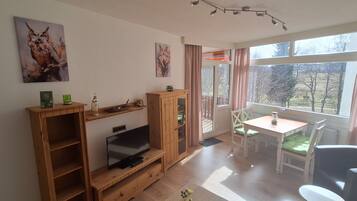 Fernseher, Tischfußball, Tischtennisplatte