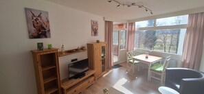 Fernseher, Tischfußball, Tischtennisplatte