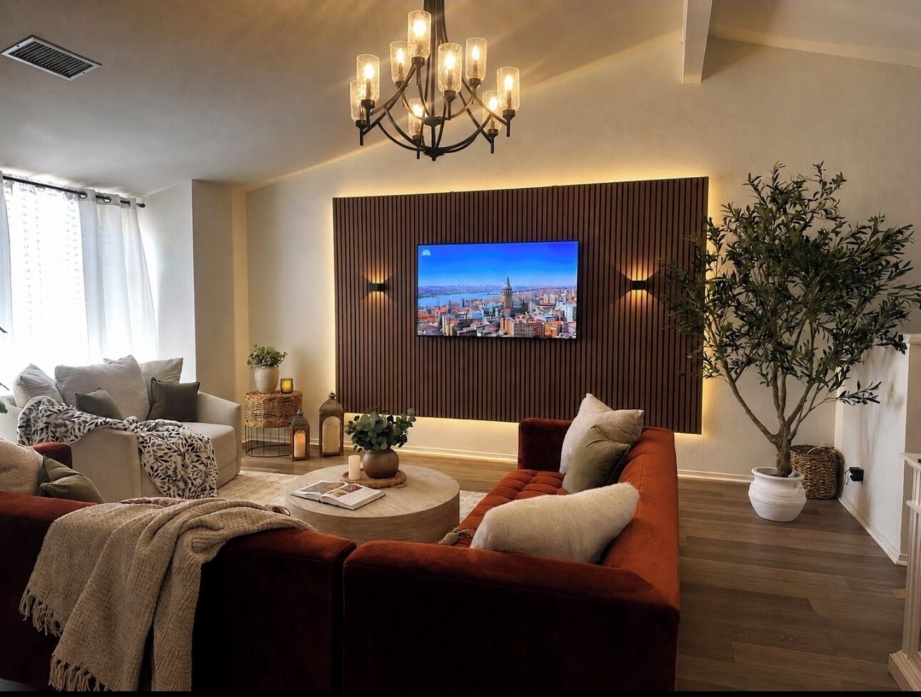 Smart-tv en een open haard