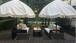 Terrace/patio - Westhampton Estate minutes from the beach, private pool, tennis, private... (Westhampton Beach)