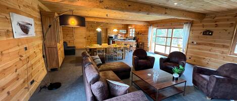 Televisión, chimenea, libros