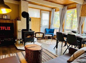 TV, fireplace