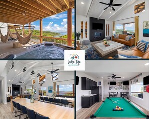 Relax and unwind in this serene retreat, featuring a hammock, flat-screen TV, and pool table.