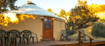Luxury Glamping Yurt Resort Between National Parks with desert mountain views, close to hiking trails, slot canyons, off-roading and more!