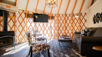 Televisión y chimenea