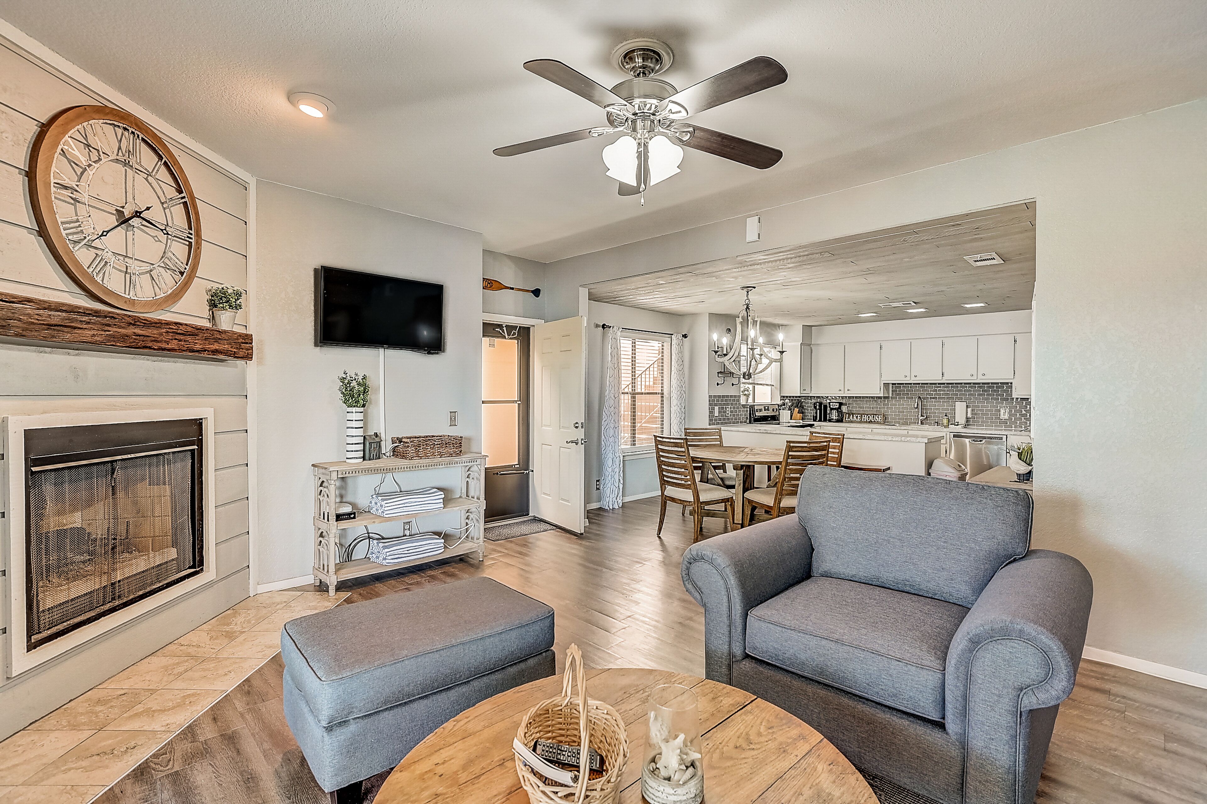 Dog-friendly water view home - inviting porch, AC, washer/dryer & modern charm