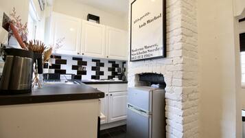 Fridge, microwave, oven, toaster