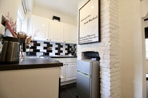 Fridge, microwave, oven, toaster