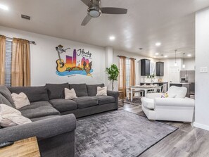 TV, fireplace, video games