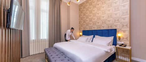 Suíte superior | 1 quarto, roupas de cama de algodão egípcio, roupas de cama premium