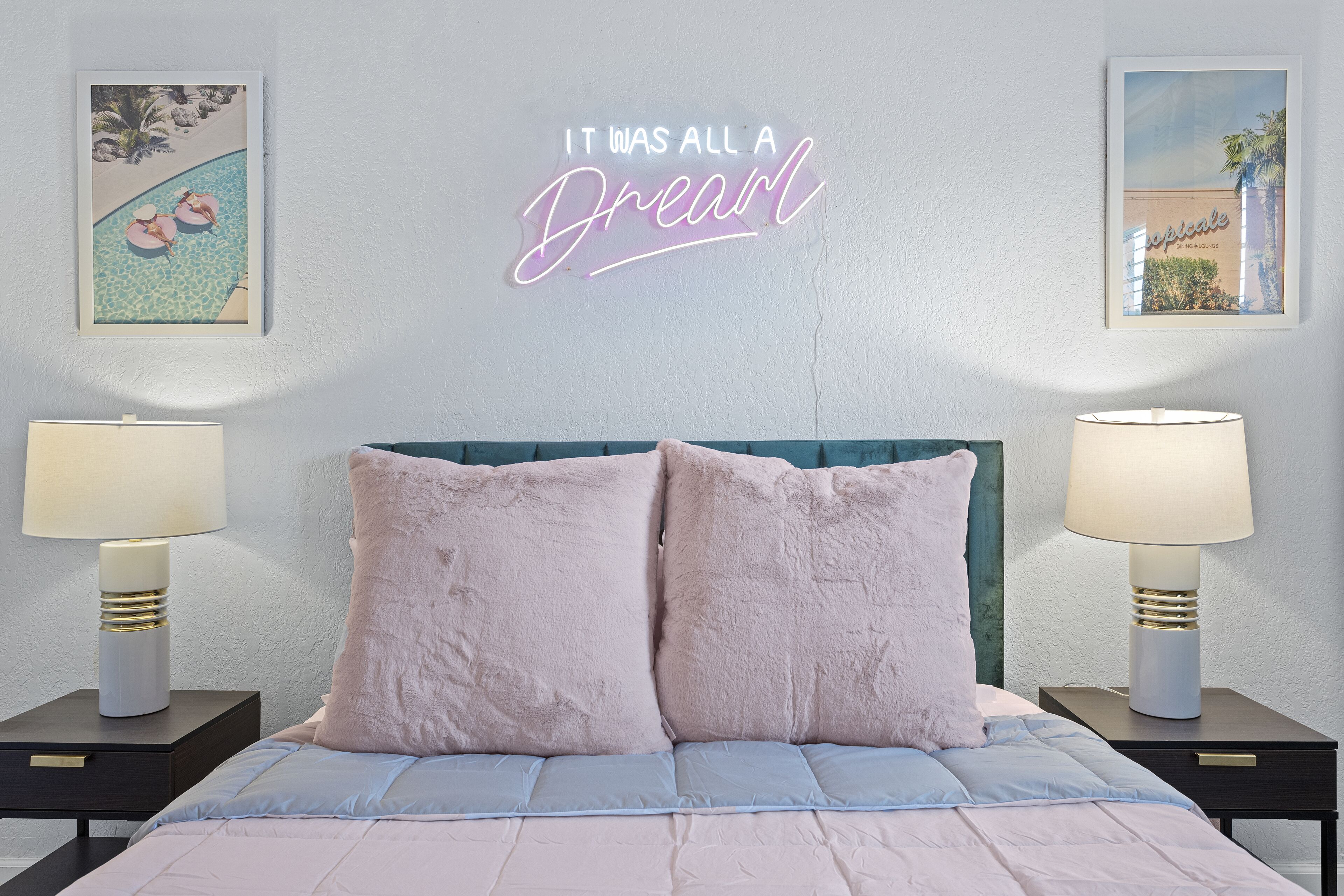 Mid-Century Hotel themed home with backyard Pool