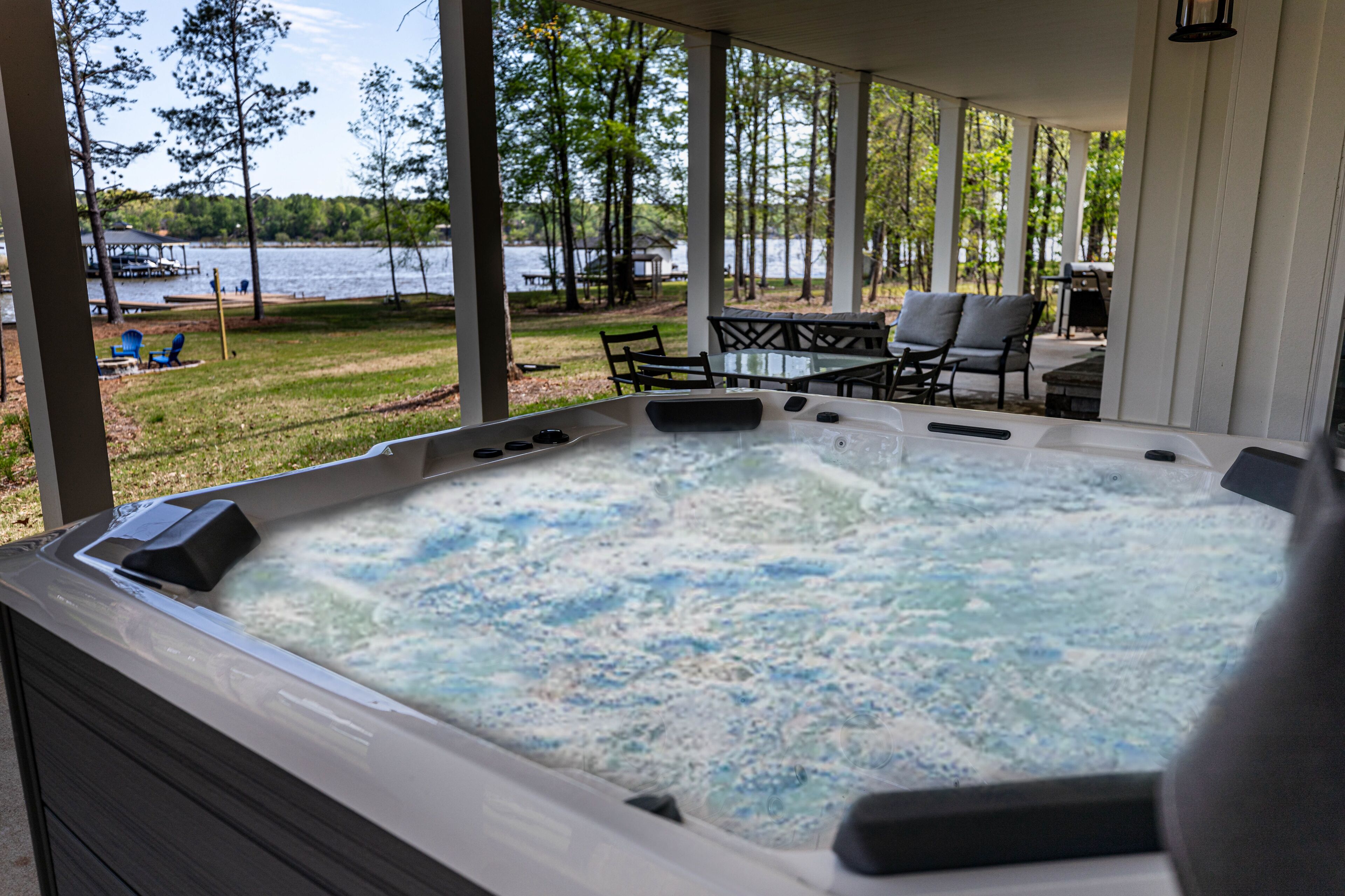 Luxe, lakefront home with private hot tub, dock, kayaks & firepit - dog-friendly