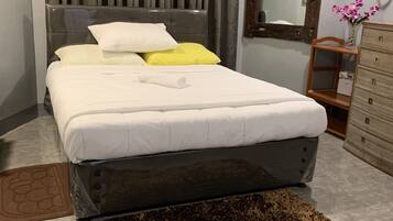 Individually decorated, individually furnished, desk, laptop workspace