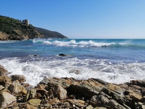 Sillas reclinables de playa, toallas de playa