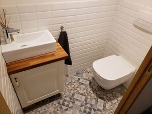 Ducha, secador de pelo y toallas