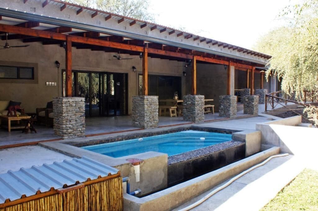 Outdoor pool, pool loungers