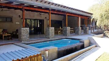 Outdoor pool, pool loungers