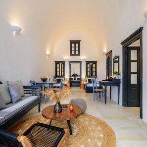Cave One-Bedroom Suite | Living area - Firalia, Casa In Rock Suites (Santorini)