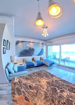 Apartment | Living area - Deluxe Beach Apartment- Sleeps 2 & Private Terrace (Rhodes)